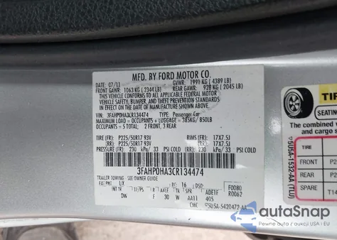 2012 Ford Fusion Se from USA, damaged, VIN 3FAHP0HA3CR134474
